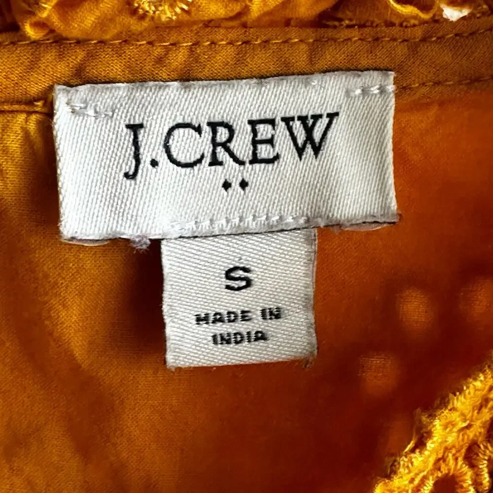 J. Crew Ruffleneck Eyelet Yoke Top Goldenrod Yellow